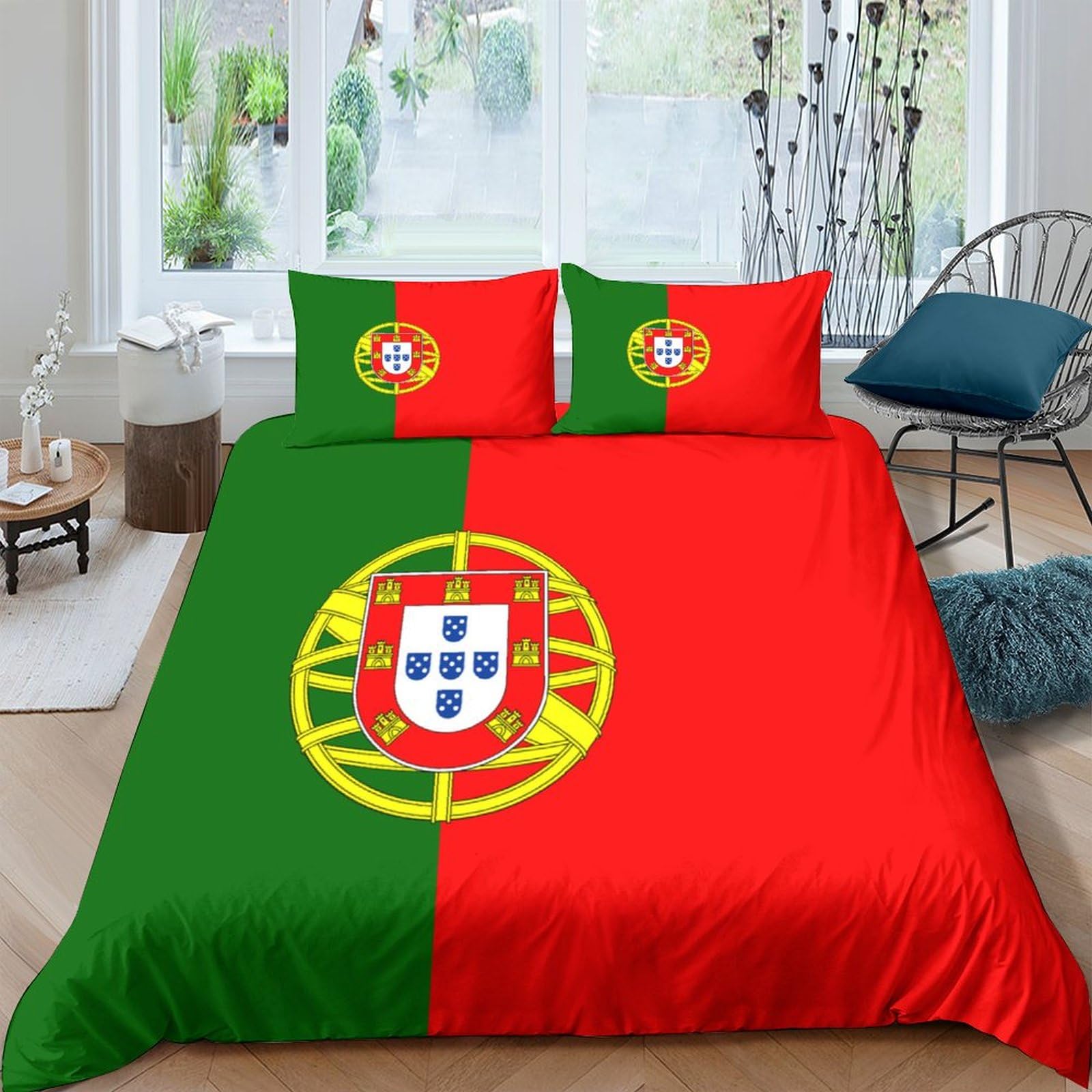 Aaharya Flag Of Portugal Bedding Set,Duvet Cover For Kids Teens Adult, 3D National Flag Print Quilt Cover Room Decoration King（220X240cm）