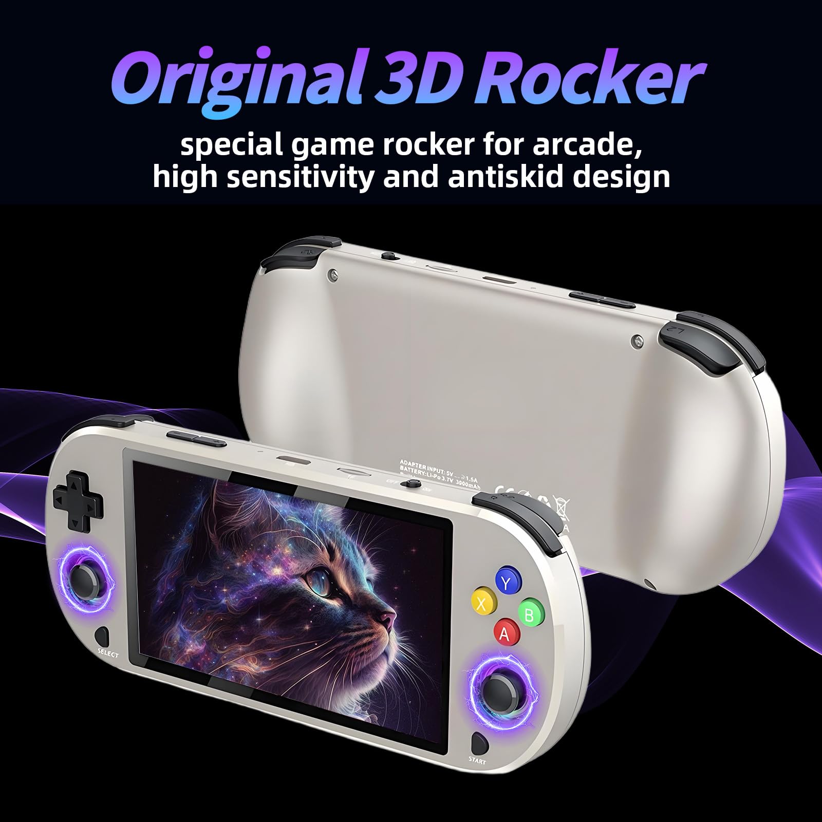 M22 Pro Retro Handheld Game Console,20000+ Games,30+ Emulators,EmuELEC System Portable Video Gaming Console,5-inch IPS 16 Million Color RGB Screen,with 2.4G Wireless Controller,3000mAh (White-64G)