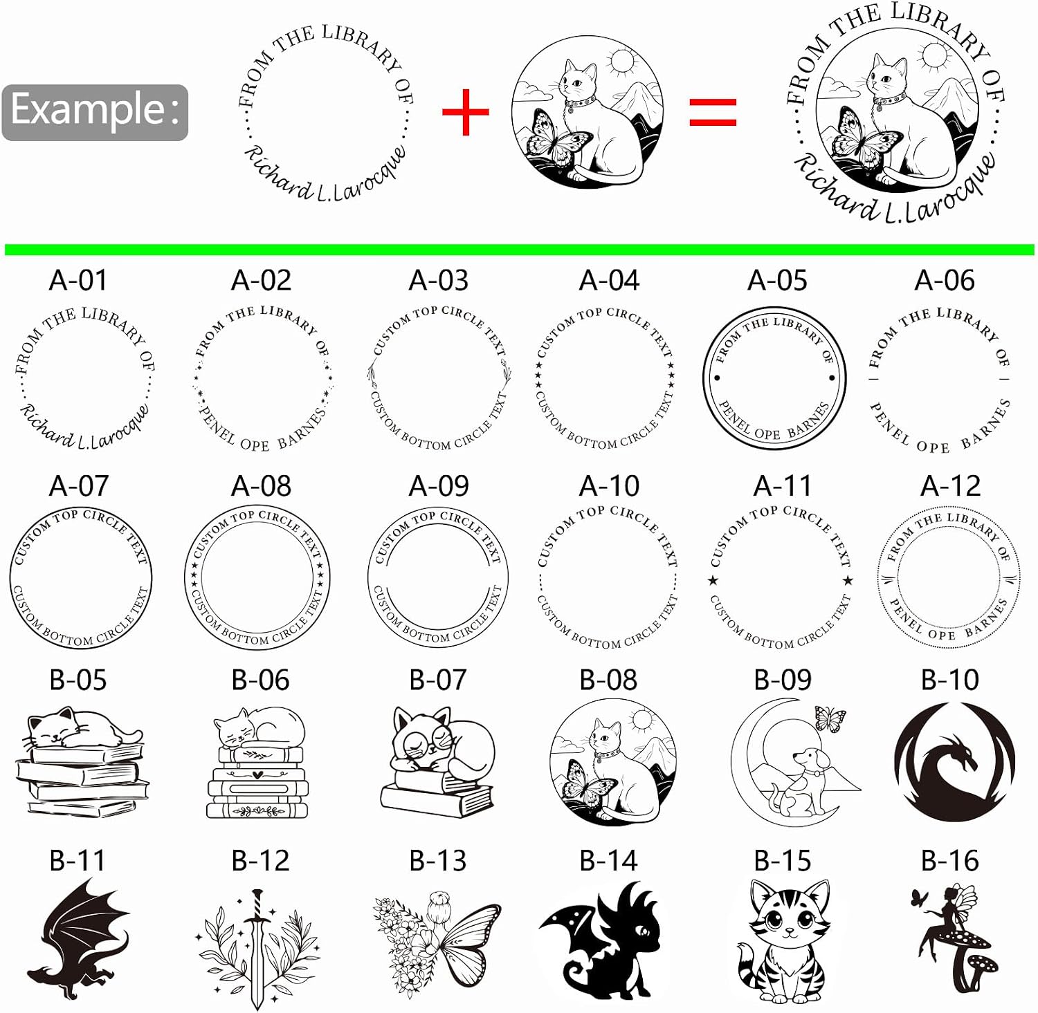Custom Book Embosser | Personalized Book Stamp | Custom Rubber Stamp from The Library of | Floral Book Embosser (Cat-7)