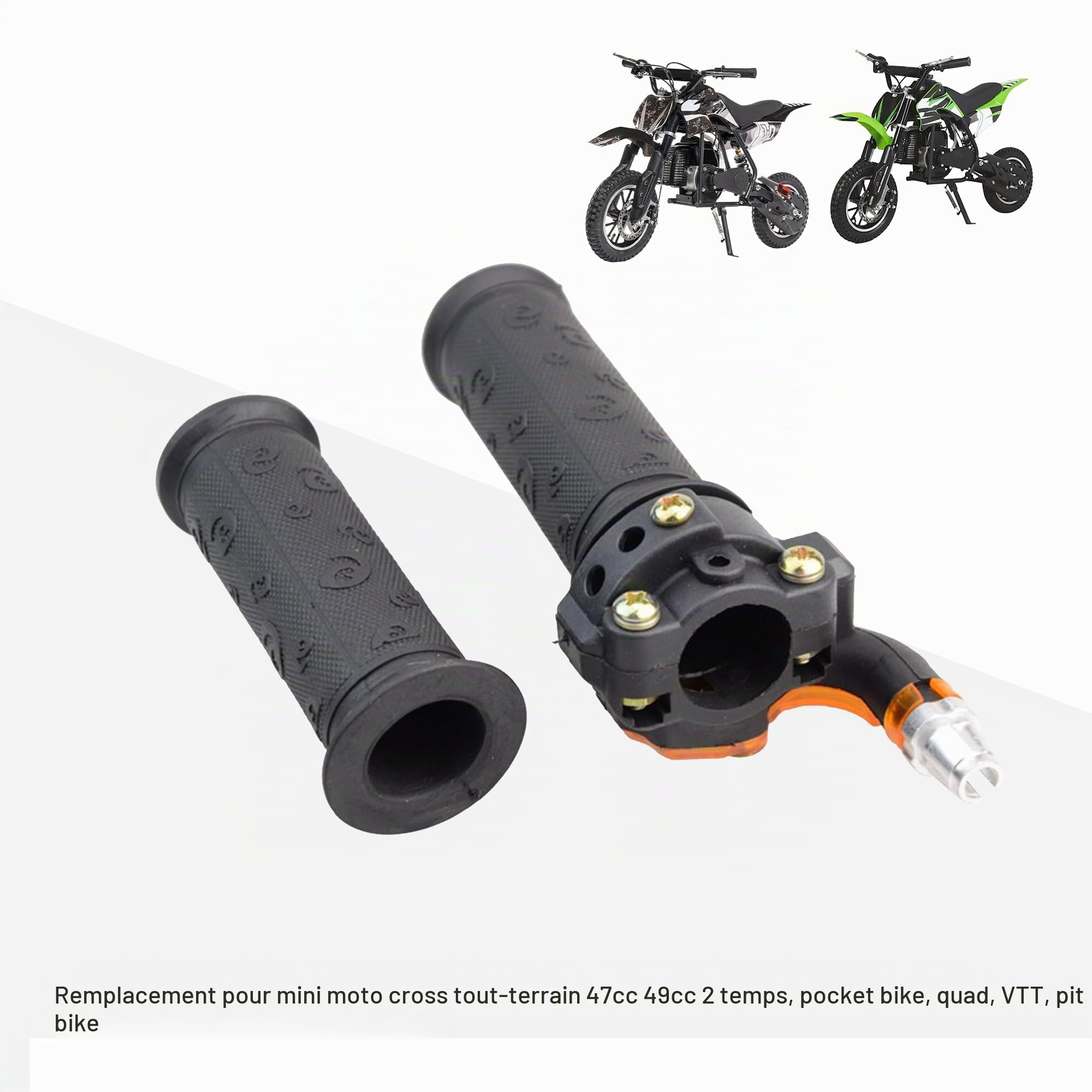 GOOFIT Poignées Twist Throttle Levers de frein 22mm Remplacement pour 47cc 49cc 2 Stroke Mini Moto Dirt Cross Pocket Bike MTB