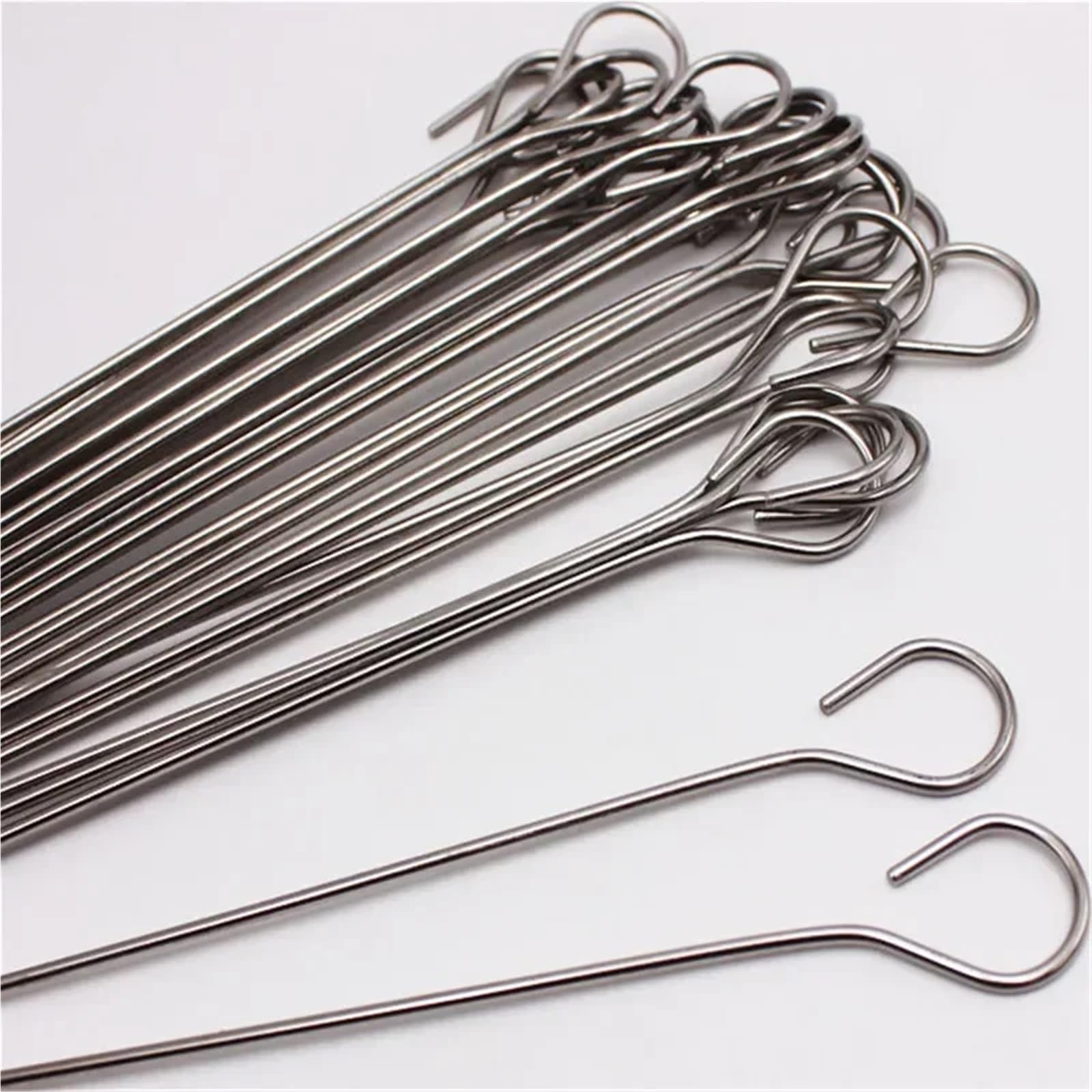 Brochetas Barbacoa 10 Uds. De pinchos redondos for asar carne de ganso, palo acero inoxidable for barbacoa, utensilios cocina con aguja for(50 pcs 1.8mm 17cm)