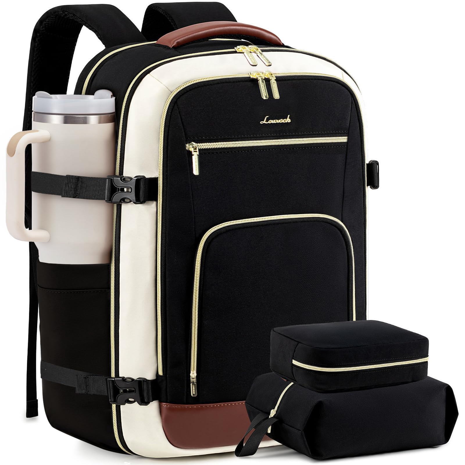 LOVEVOOK Carry On Travel Backpack for Women Flight Approved, 40L Large Personal Item Backpack Travel Bag for Airplanes, Business 17 Inch Laptop Backpack, Weekender Overnight Daypack, with 2 Cubes