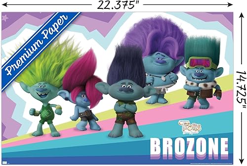 Vista 60 de Trends International Trolls: Band Together - Póster de pared de brozone, 34 pulgadas de largo x 22.4 pulgadas, versión enmarcada en oro Versión