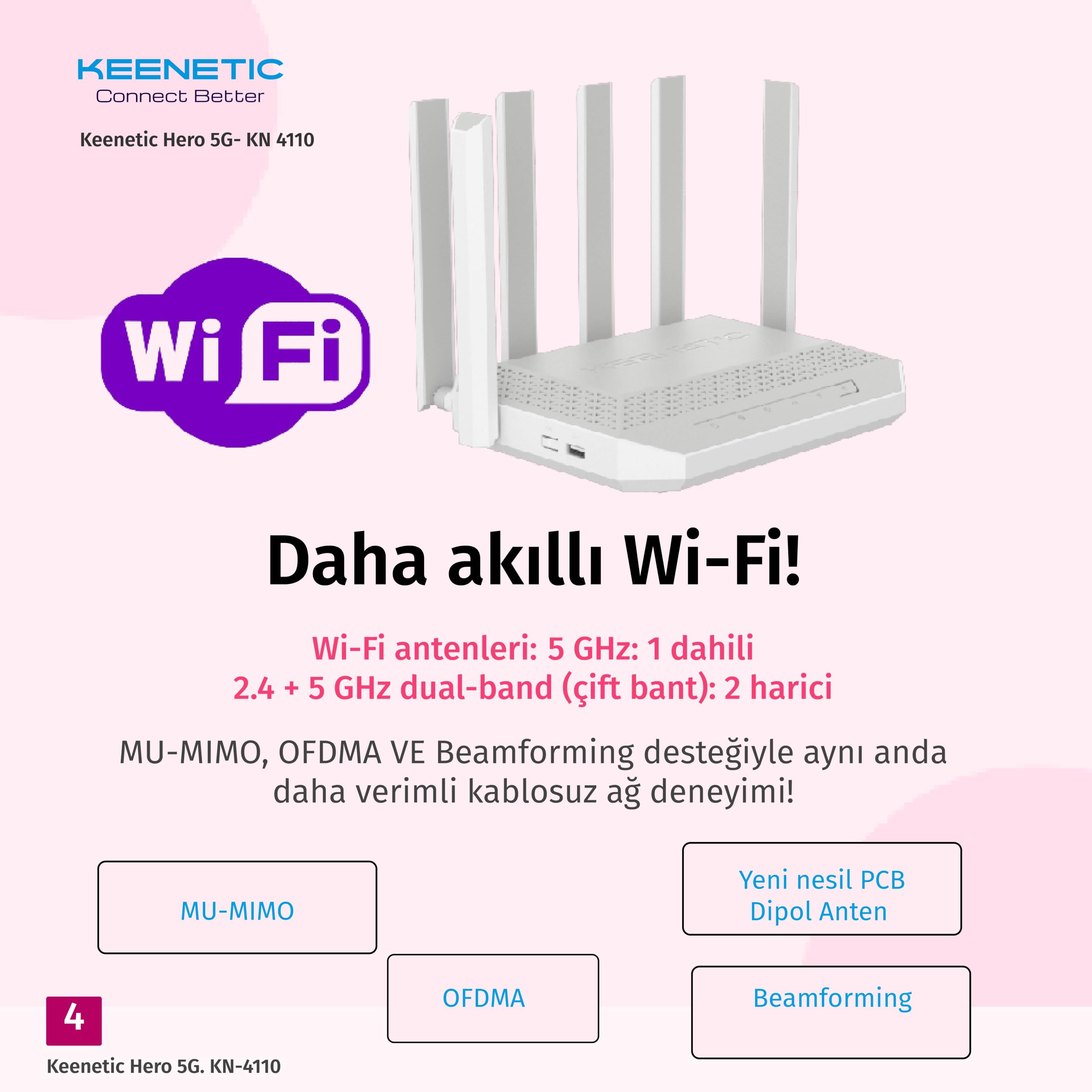 Keenetic Hero 5G - AX3000 Mesh-Wi-Fi-6-5G-Modem-Router mit 2 SIM-Steckplätzen, einem 1×2.5G- und 4×1G-Smart Switch und multifunktionalen USB 3.0- und 2.0-Ports