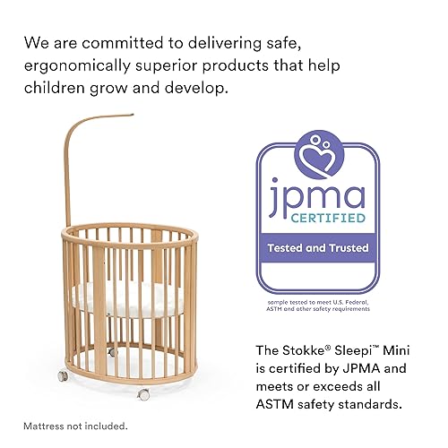 Miniatura 6 de Stokke Sleepi - Barra de cortina, color gris neblino, hecha de madera de haya maciza, compatible con cunacama y mini Stokke Sleepi