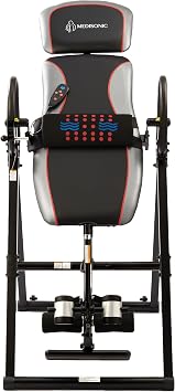 Deluxe Inversion Table with Adjustable & Removable Lumbar Pad, Comfortable Ankle Security Cups, Multiple Inversion Angles, Heavy-Duty Frame, 300 lb Capacity, Black & Gray