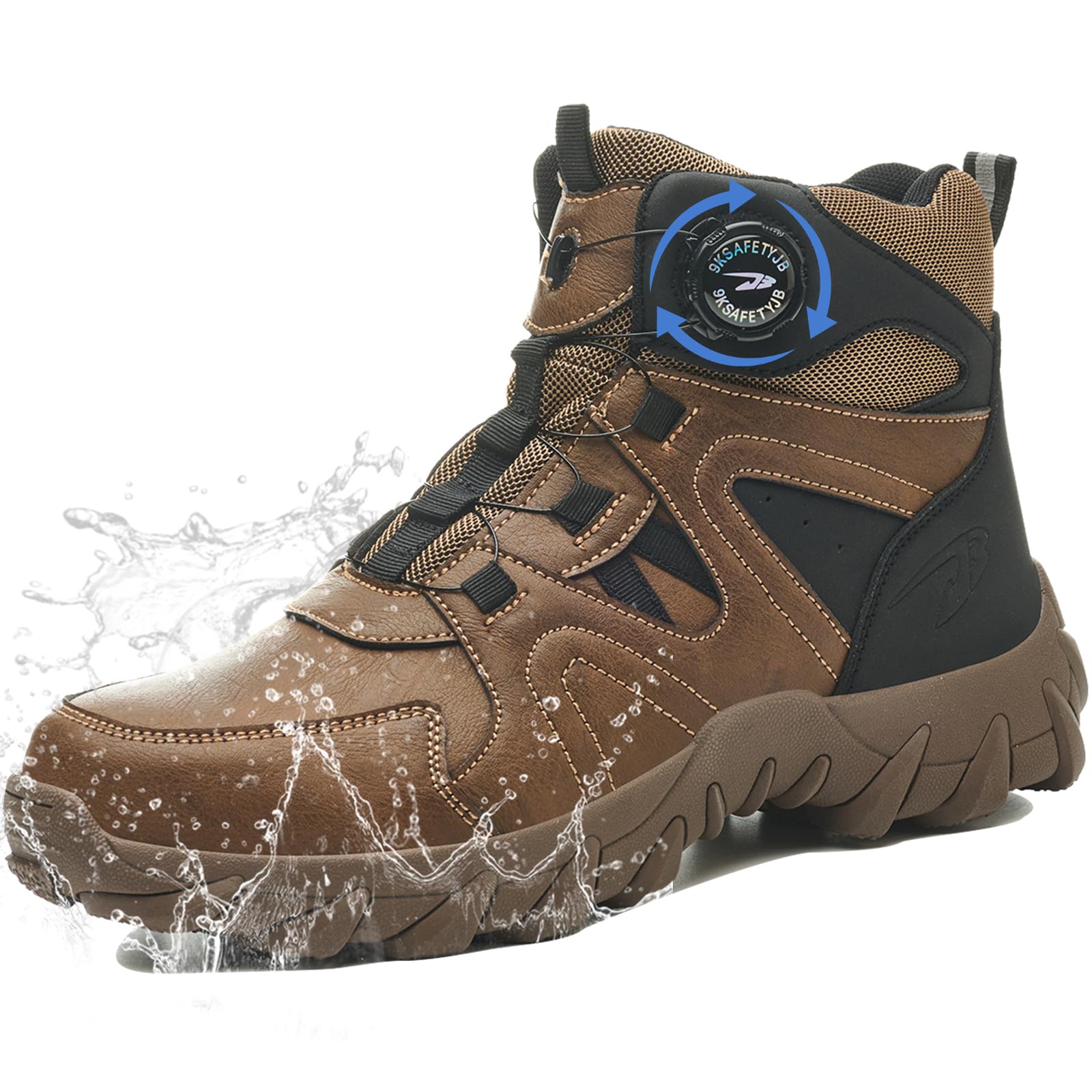 GUDECIUS Veiligheidsschoenen voor heren en dames, licht, werkschoenen, veiligheidsschoenen, stalen neus, comfortabel, antislip, ademend, 38-46 EU, Kaki, 41 EU