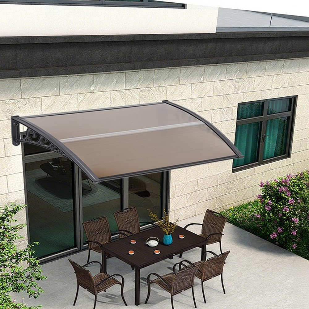 Toldos Exterior Puerta De Entrada, Protección De Policarbonato contra Rayos UV, Marquesinas Ventanas, Lluvia Y Nieve para Casas, Patios Y Terrazas, 100 * 150 cm - Marrón