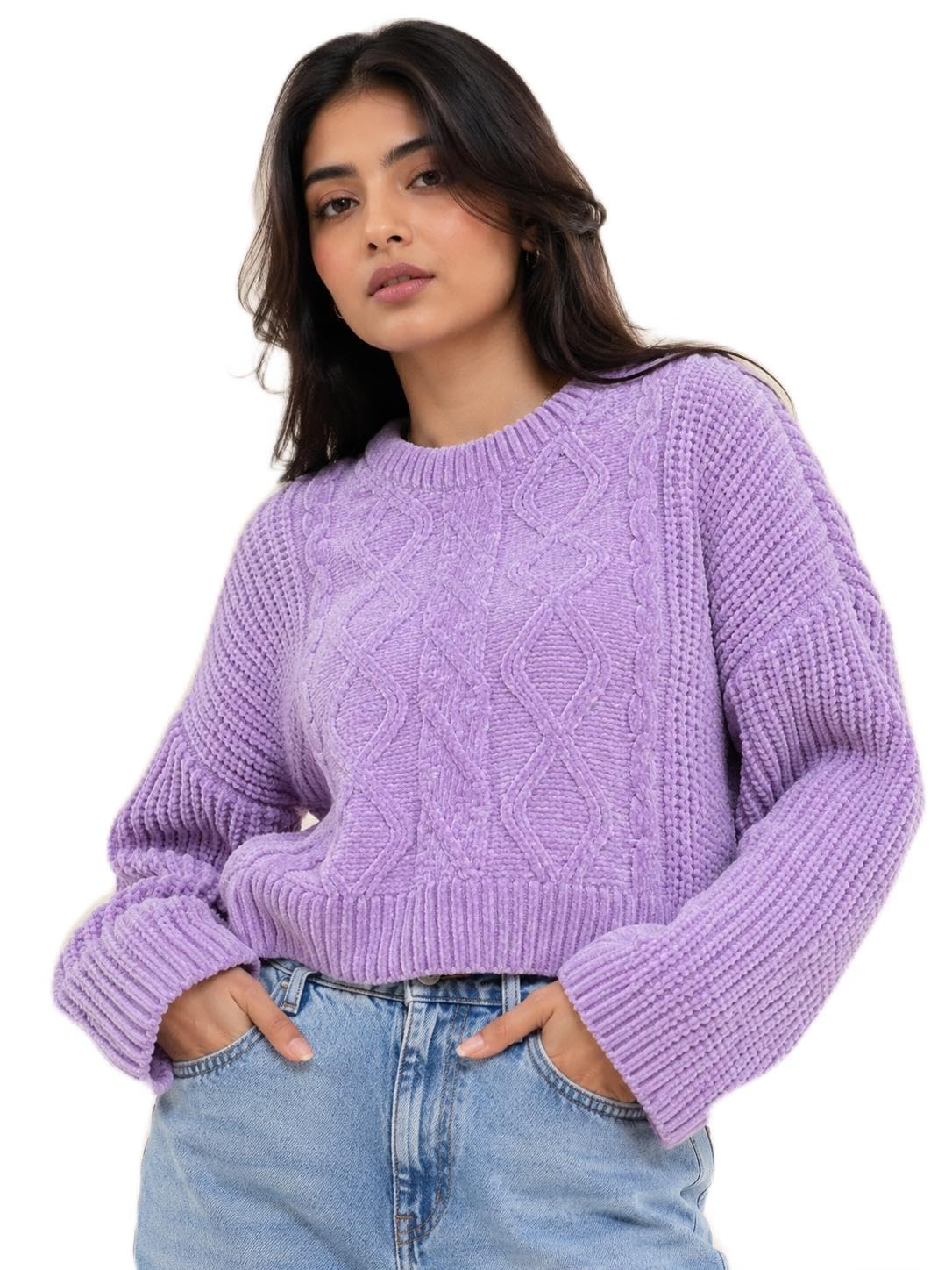 hautemoda Women Woollen Crop Pullover Sweater Full Sleeves-picture-18