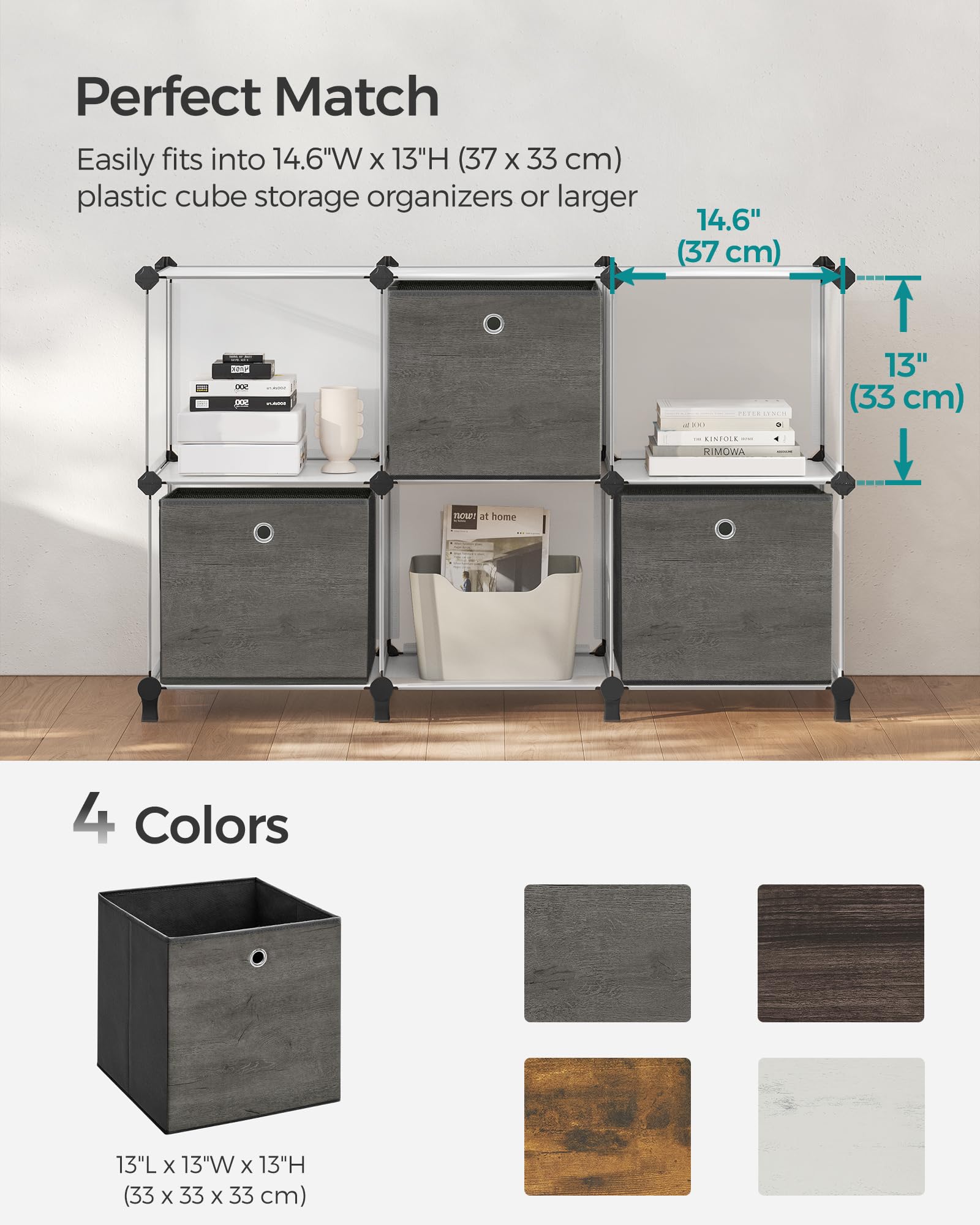 Amazon.com - SONGMICS Storage Cubes, Set of 6 Storage Bins