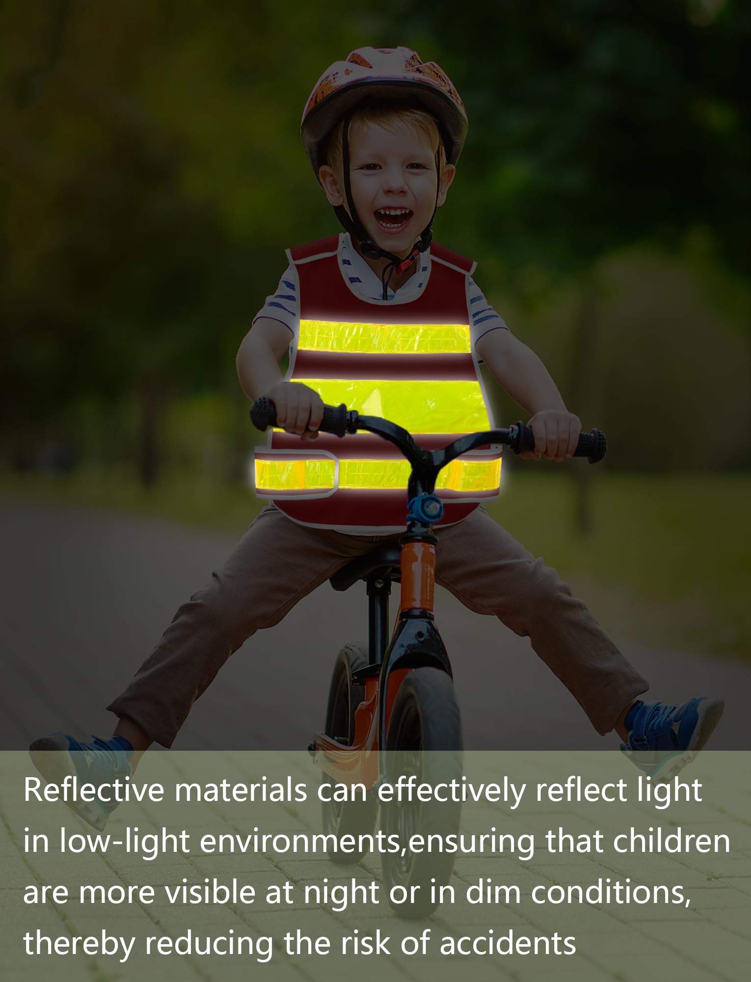 Happy Cherry Chaleco de seguridad reflectante de malla para niños, chaleco de cintura ajustable de neón fluorescente, chaleco de alta visibilidad