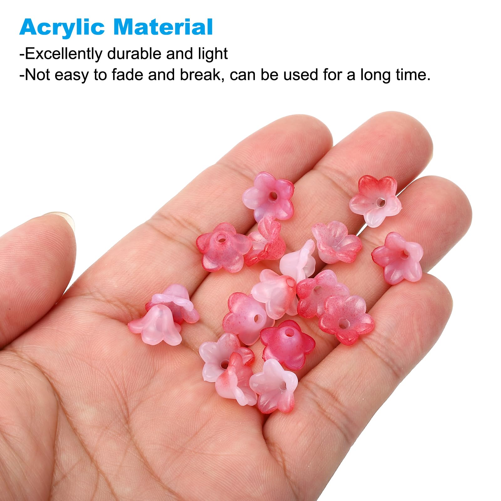 PATIKIL 0.3x0.5 Frosted Flower Beads, 300Pcs Acrylic Trumpet Flower Beads for Bracelets Earrings, Necklaces - Image 3