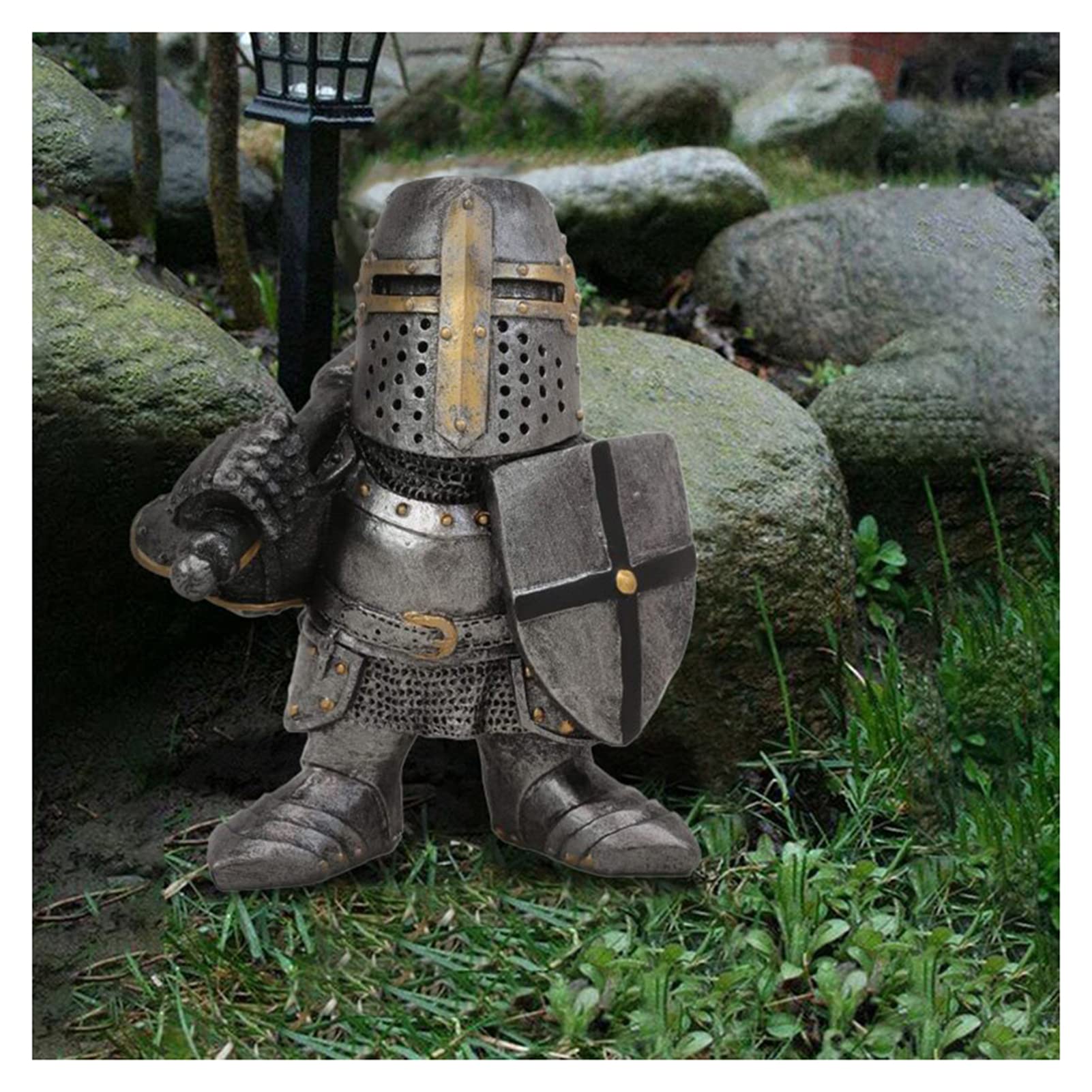 Chiyyak Tuinkabouter tuinbeeld dwergenbewaker bewaker pantser ridder sculptuur GNOME tuinfiguren decoratie huis binnenplaats gazon tuin