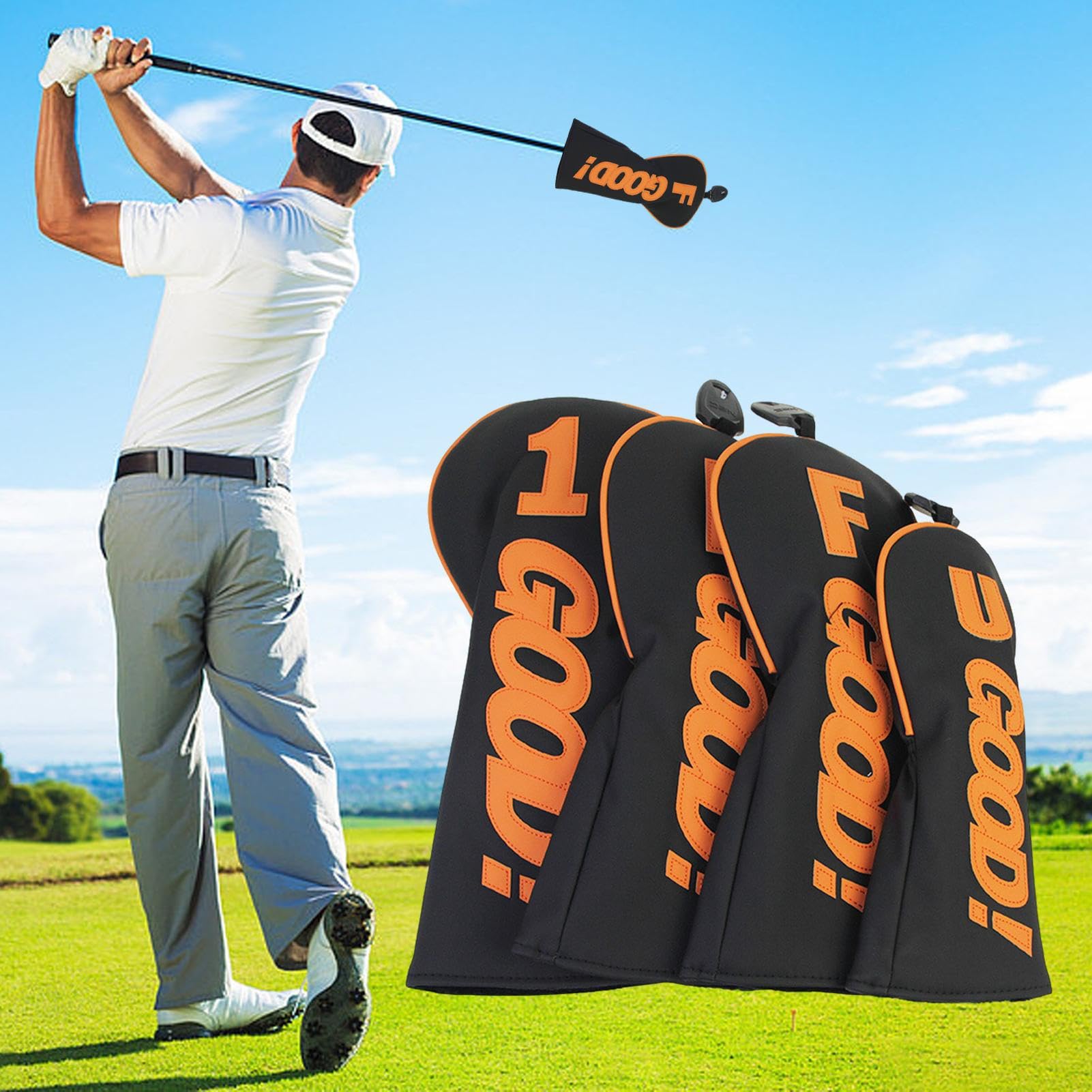 Fundas de madera de golf, de piel sintética, cubierta impermeable para cabeza de palo de golf, accesorios deportivos portátiles para hombres y mujeres