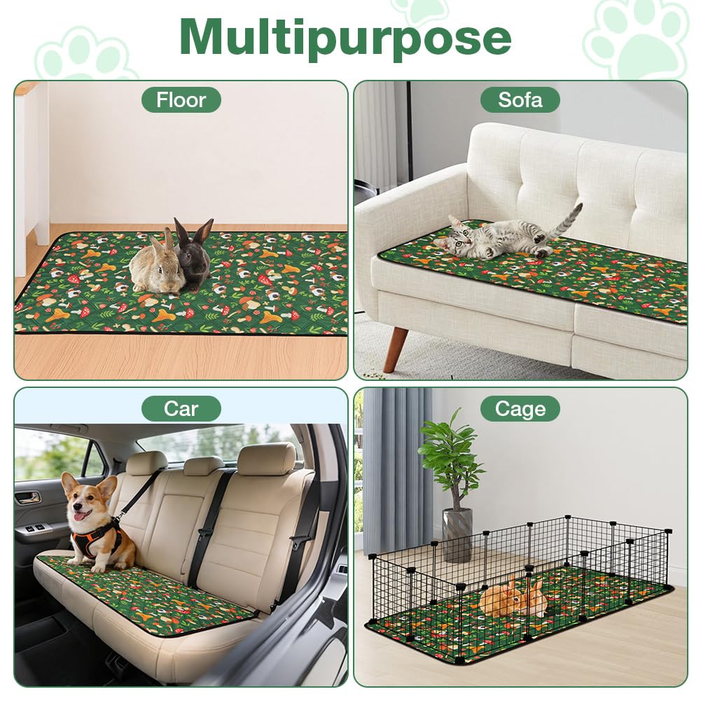 AUYAO 2PCS Tapis pour Cage de Cochons d'Inde 70x140cm Absorbant Lavable Réutilisable Anti-Fuites Fond Antidérapant