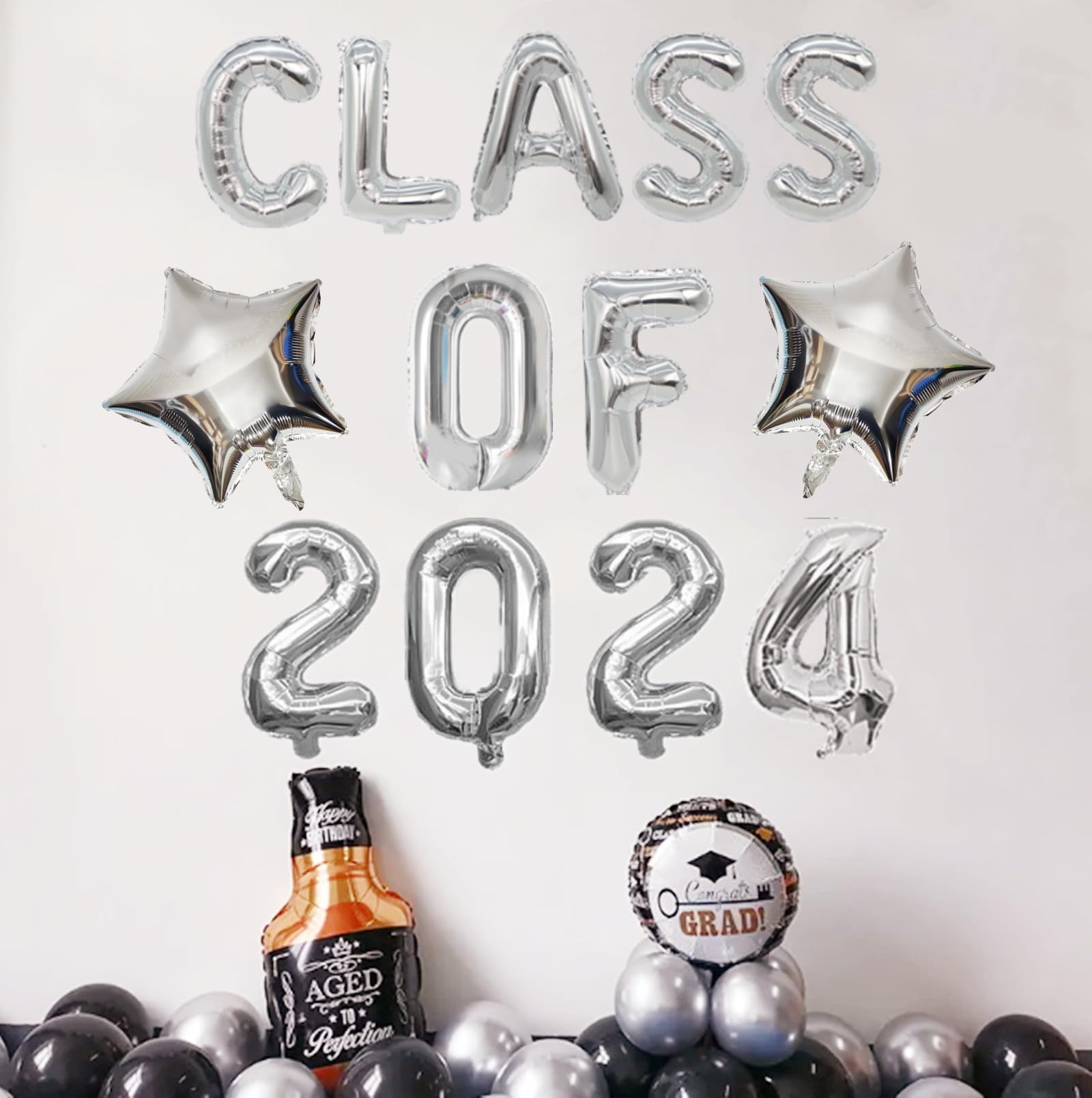 bng-bng Silver Class of 2026 Balloons Banner - Image 2