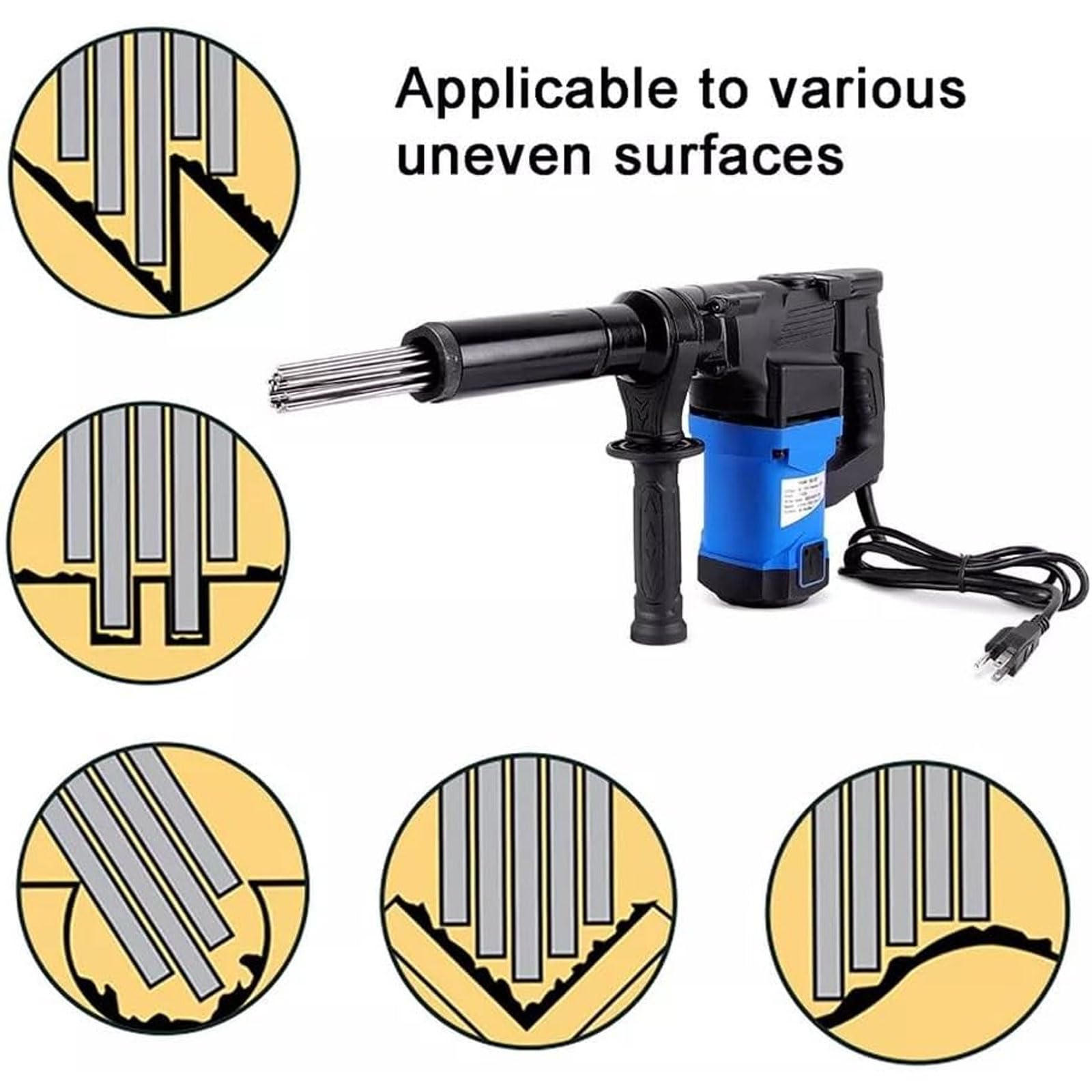Desincrustador de Agujas eléctrico, 1100 W, máquina de Limpieza para Eliminar óxido, escoria de Soldadura, Pintura y Acero.