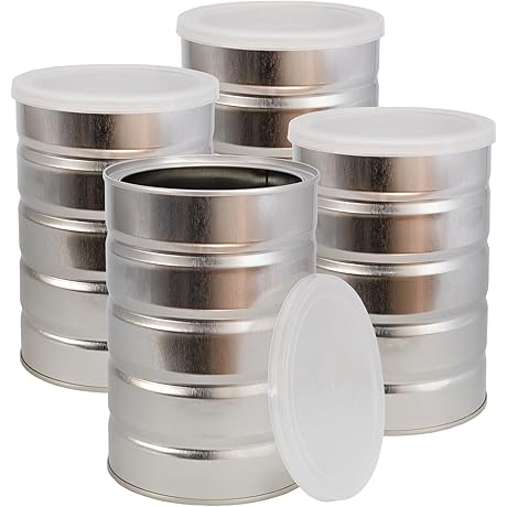Cornucopia Empty Coffee Cans | 4-Pack, Sturdy Metal Storage and Impressive Decor