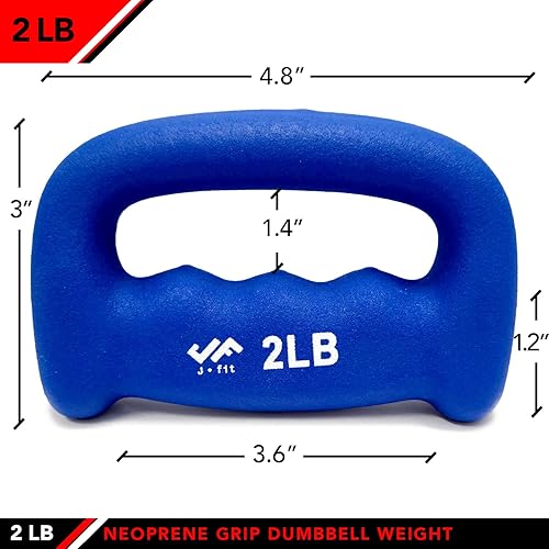 Miniatura 2 de JFIT Neoprene D Grip Dumbbells - Single Weights 1LB-5LB - Premium Non-Slip, Hand Weights, Ergonomic Design