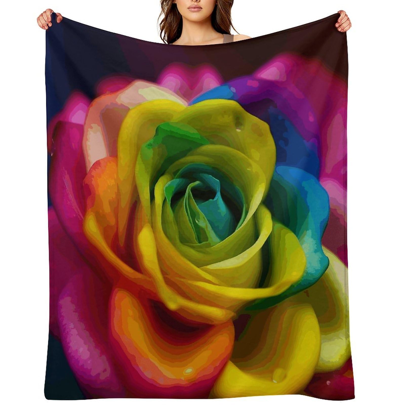 Rainbow Flower Blankets Large Luxury Flannel Throw Blanket Fashion Thick Blanket for Sofa&Bed Blankets Cozy Ultra-Soft Bath Towel for Men&Women 40"x50"