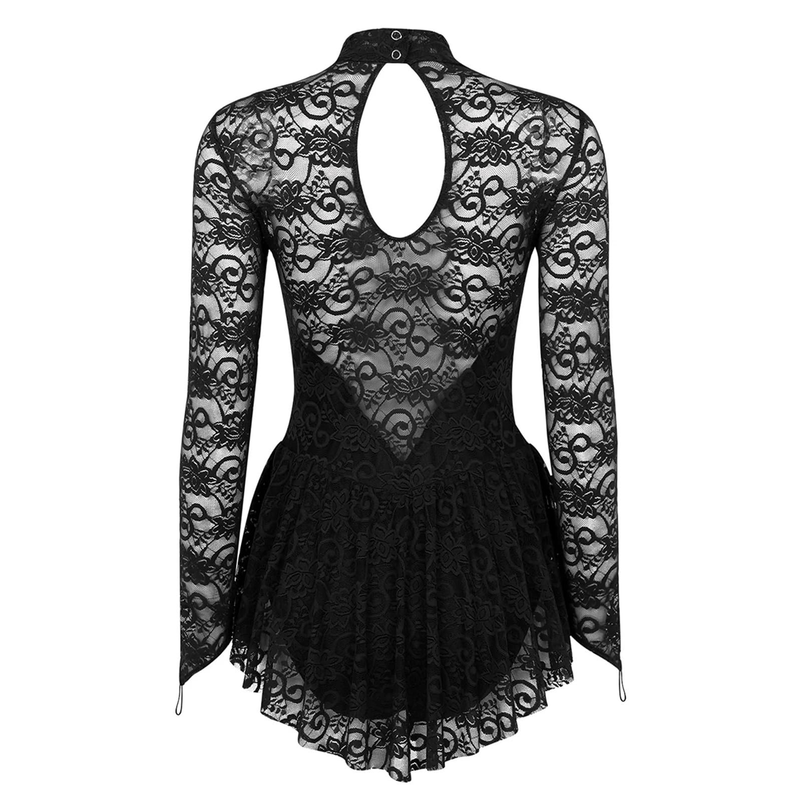 Maillot Ballet Mujer Maillot de ballet y gimnasia for mujer adulta, vestido de danza contemporánea, mallas de manga larga con encaje for patinaje artístico