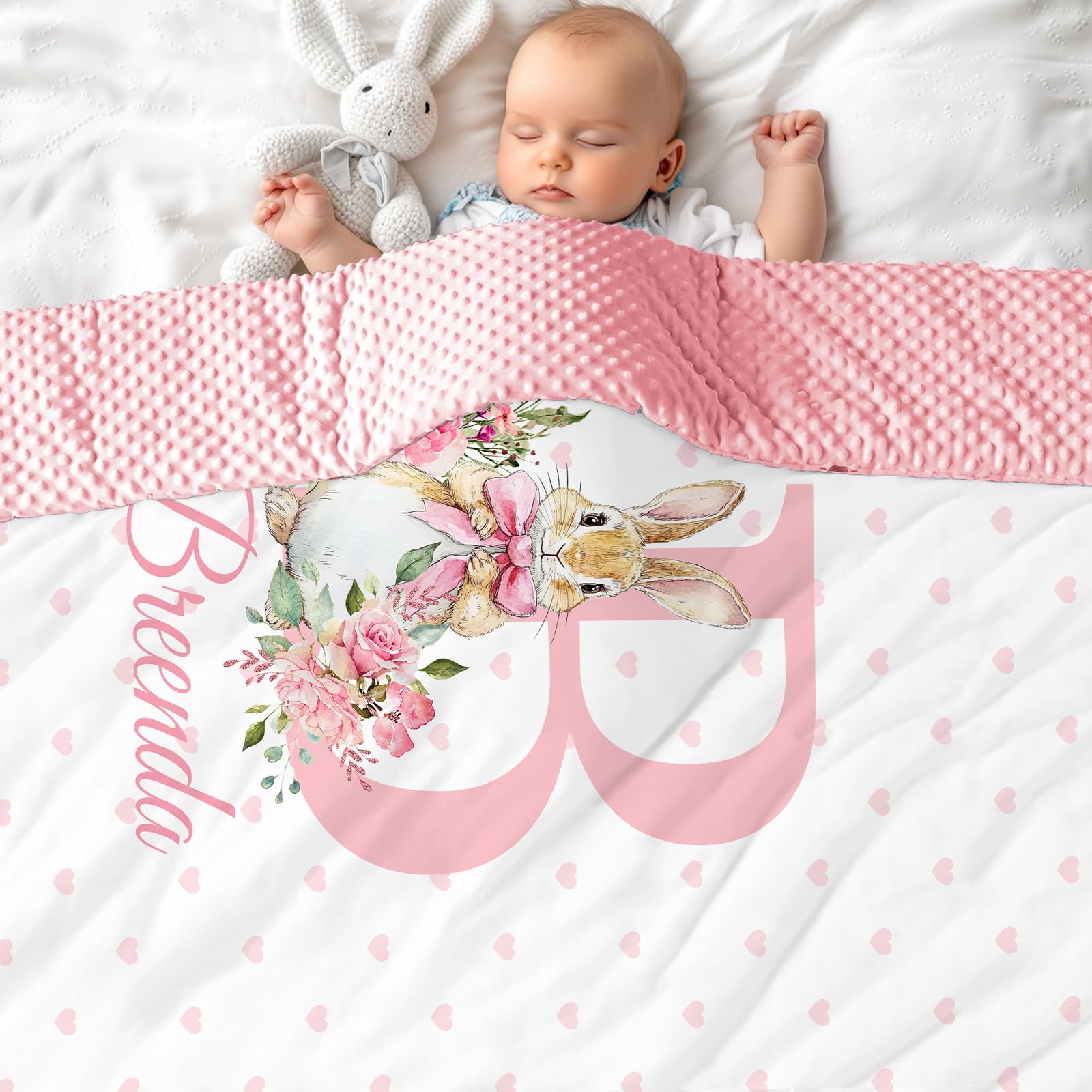 papasgix Personalised Baby Blanket for Newborn, Soft Plush Blankets with Dotted Backing, Custom Baby Blanket with Name Customised Baby Gift for Birthday Baby Shower