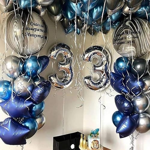 Miniatura 7 de 100 globos de látex azules metálicos de varios tamaños, globo cromado de 1812105 pulgadas, globo de helio, perfecto para cumpleaños, San Valentín,
