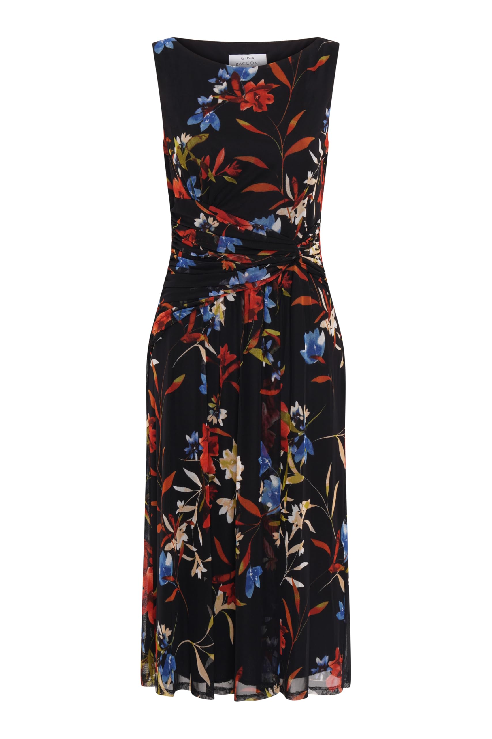 Gina Bacconi Women's Sleeveless Floral Dress Cocktail, Black/Multi, 18