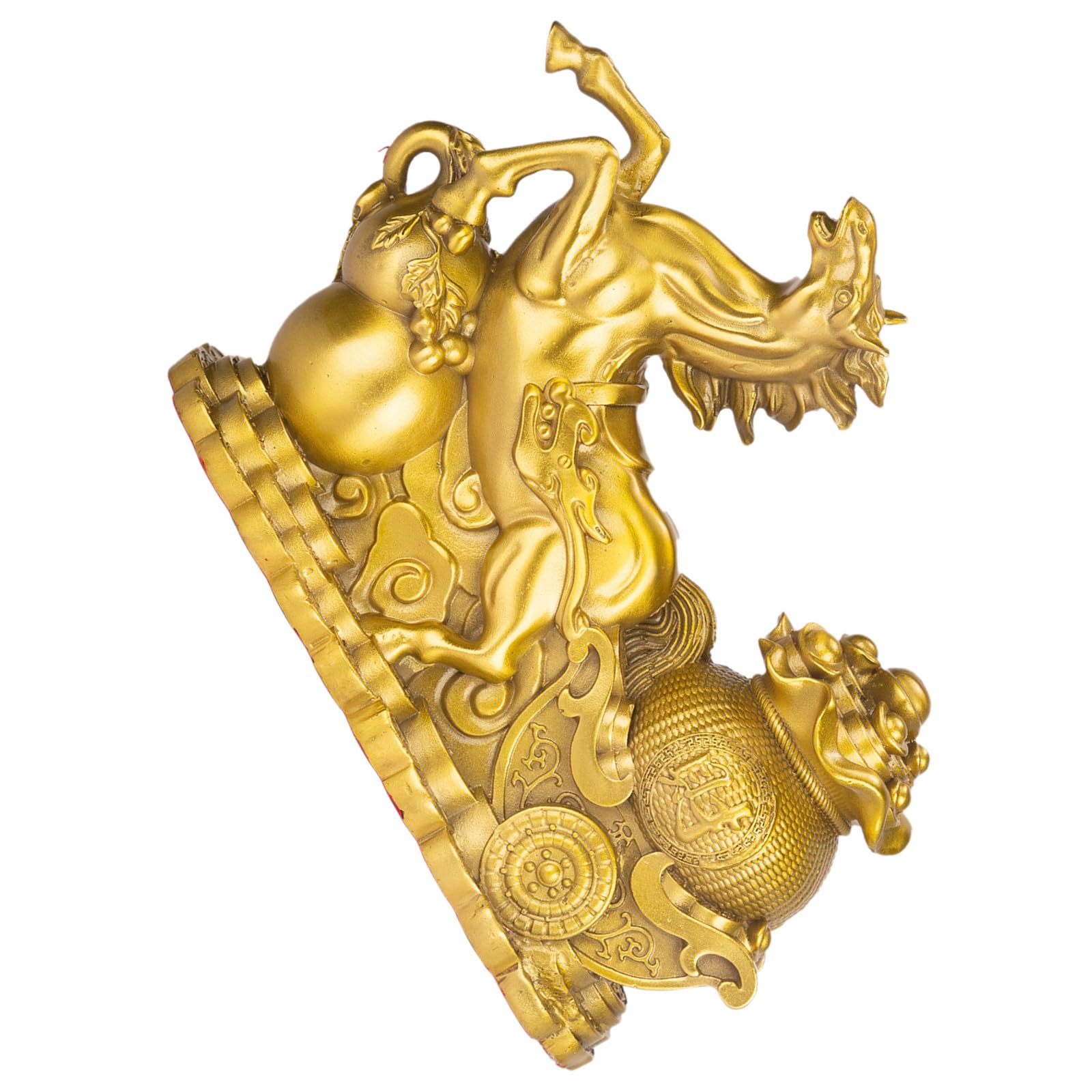 Tofficu Pferdefigur aus Messing mit Wagen, 13x10x4cm, Gold