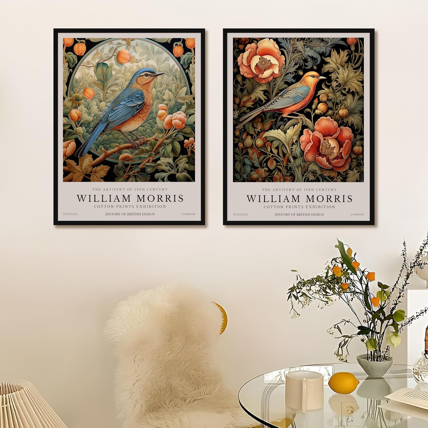 Waeta Rnvzx William Morris Posters Owl Wall Art Bird & Flower Print Home Decor 50x70cmX2