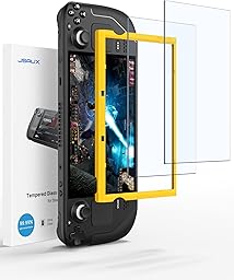 JSAUX Protector Pantalla Compatible con Steam Deck LCD & OLED [2 Piezas], Cubierta Integral de Cristal Templado Fácil de Instalar con Marco guía (Versión Mejorada)