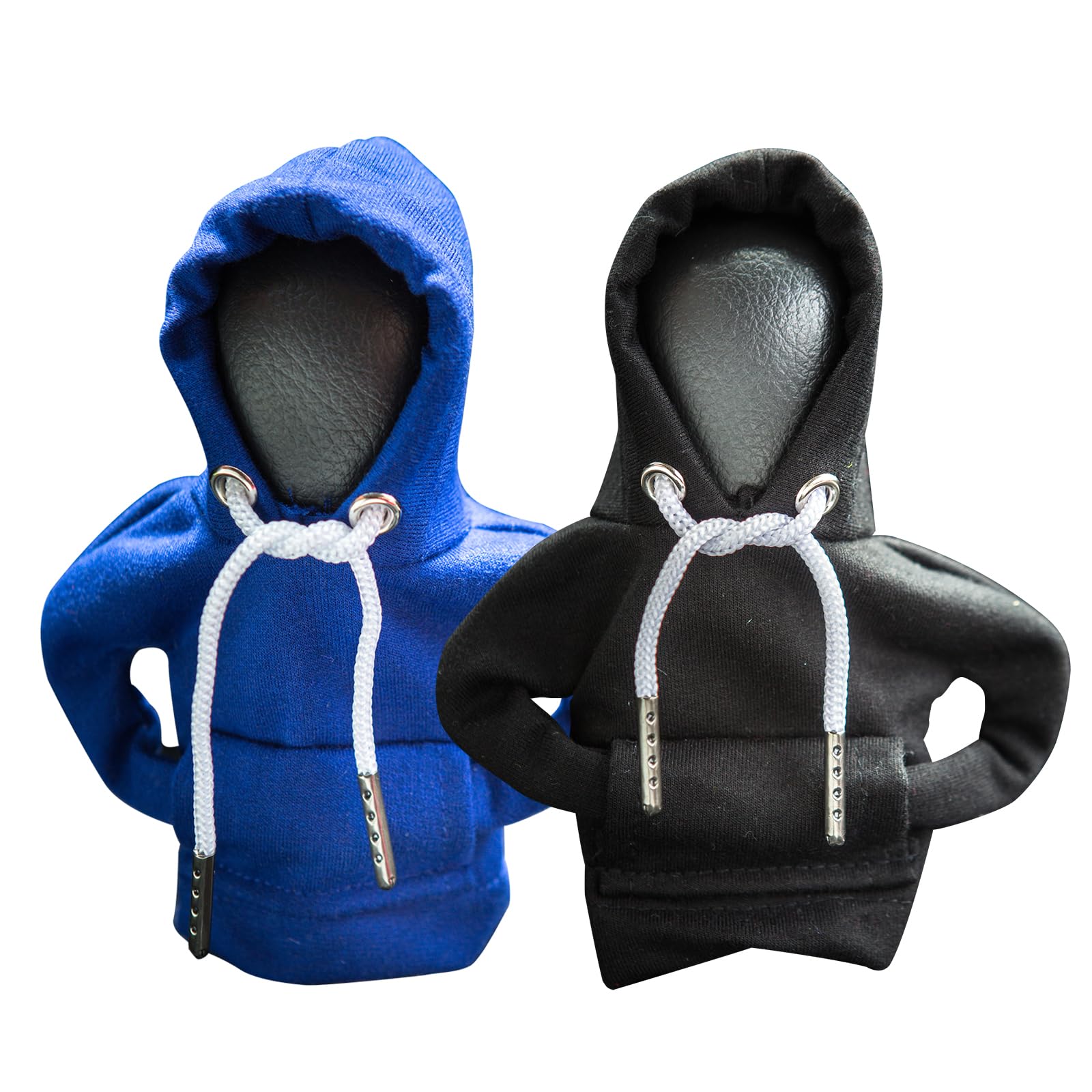 2Pcs Car Shift Knob Hoodie, Gear Shift Sweater, Funny Automotive Interior Accessories (Blue and Black)