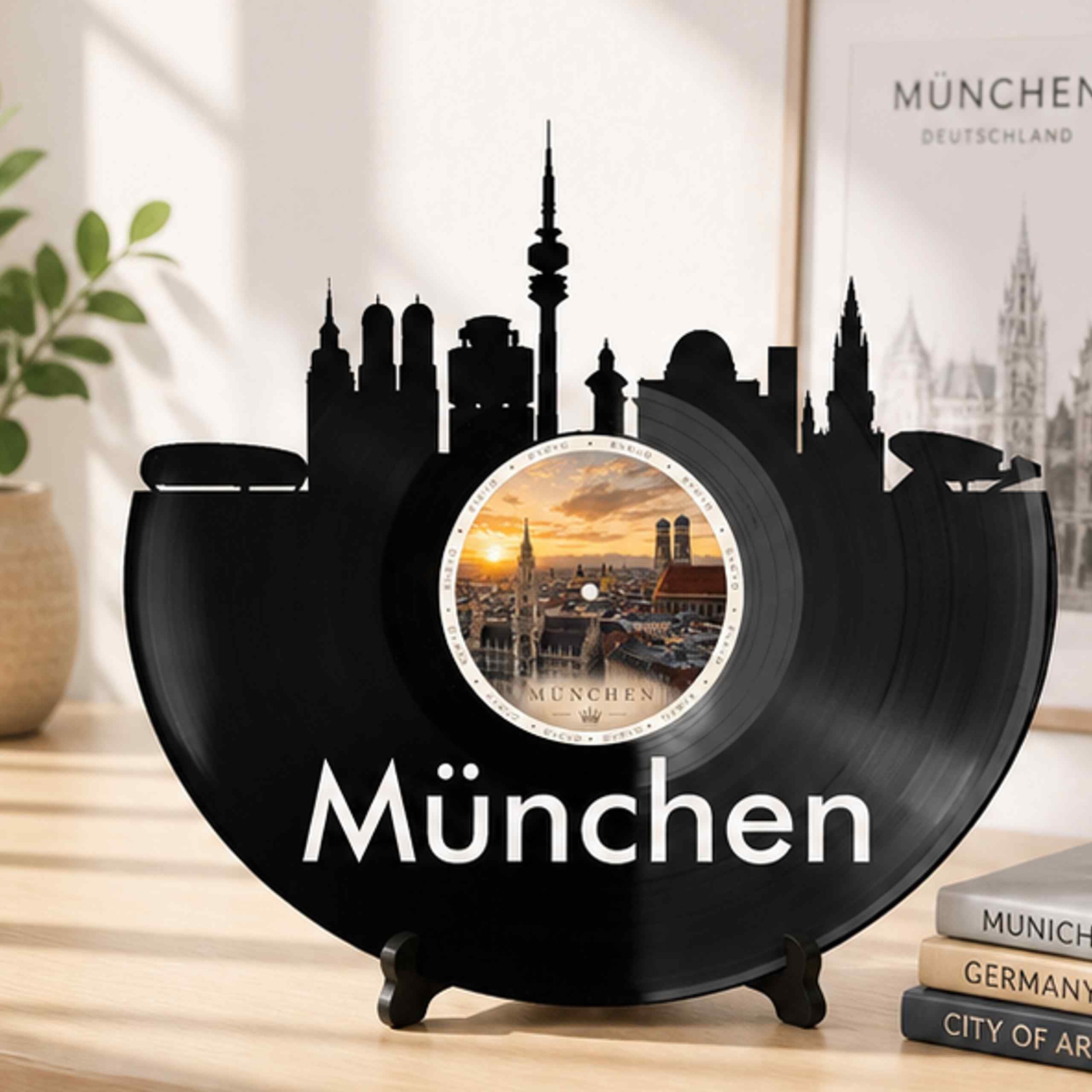 EVEVO D0014 - Decorazione da parete a forma di disco di Monaco di Baviera, in vinile, ideale come regalo per gli appassionati di Monaco di Baviera, per gli amanti dell'Oktoberfest