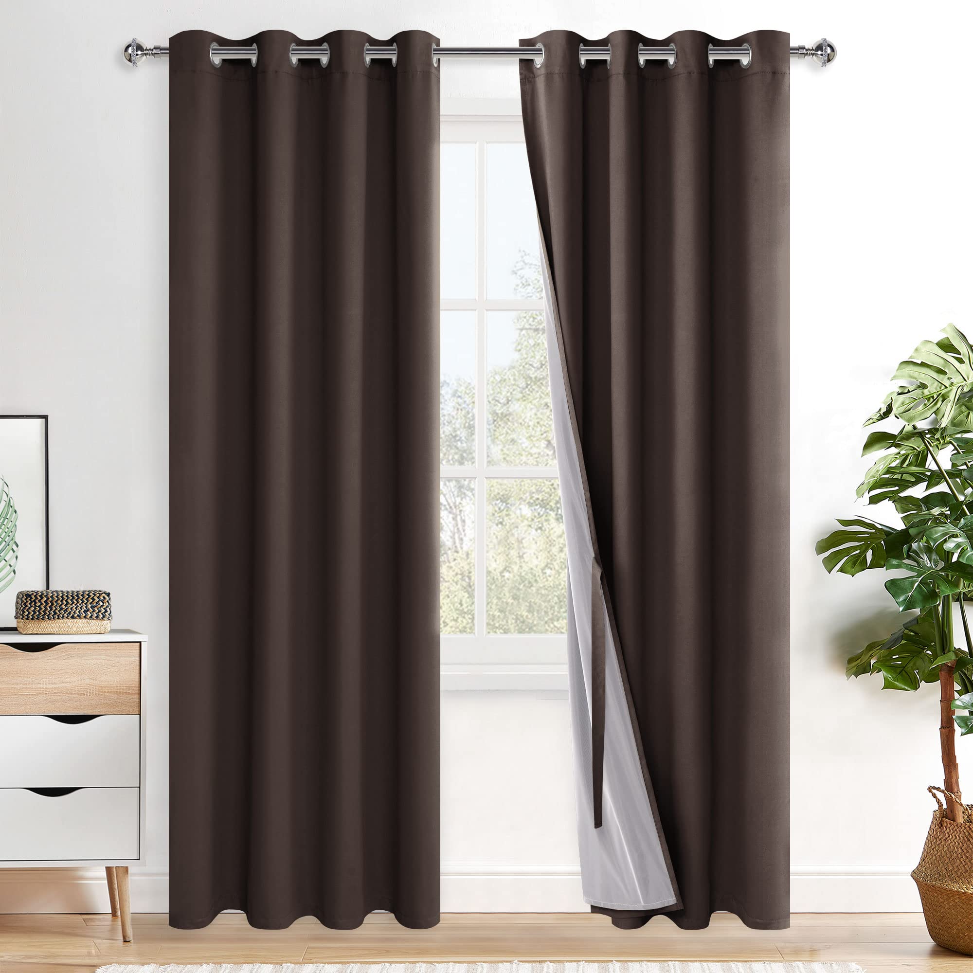NICETOWN Blackout Cucina Pannello W52, Tessuto, Toffee Brown, W52