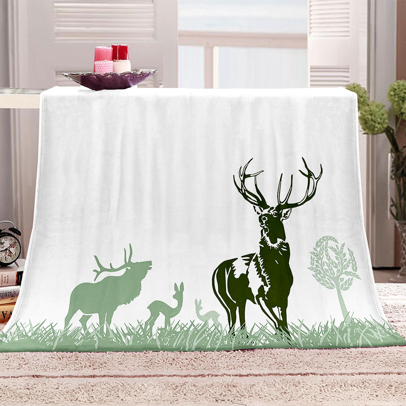 Couverture en flanelle cerf 3D VACSAX plaid doux imprimé de 140x200 cm pour canapé