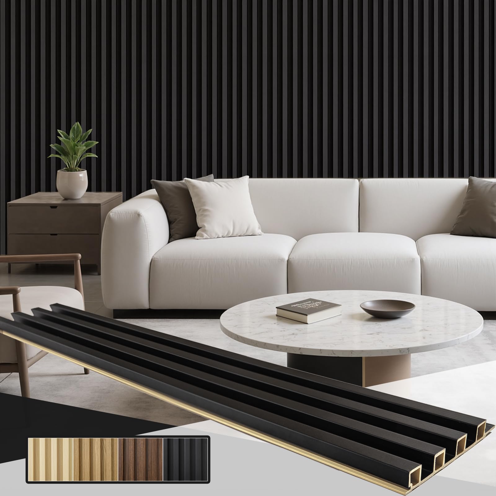 WPC Slat Wall Paneling, 8-Pack, 96 x 6inch, Black