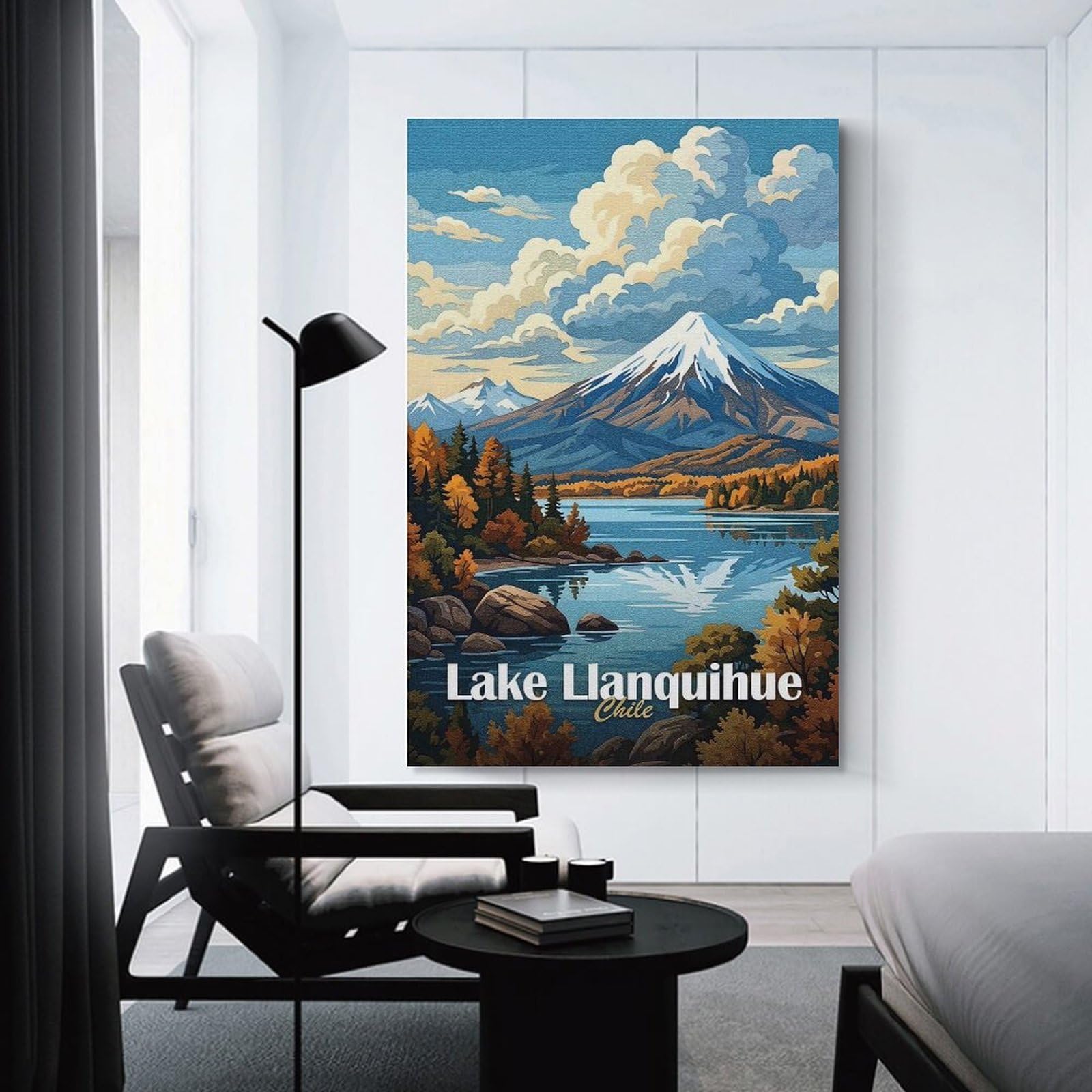 Junmoney Lake Llanquihue, Chile Landscape Art Canvas Wall Decor 24x36inch(60x90cm), for Calm Bedrooms, Home Corners Or Flats, A Warm Accent for Relaxed Interiors