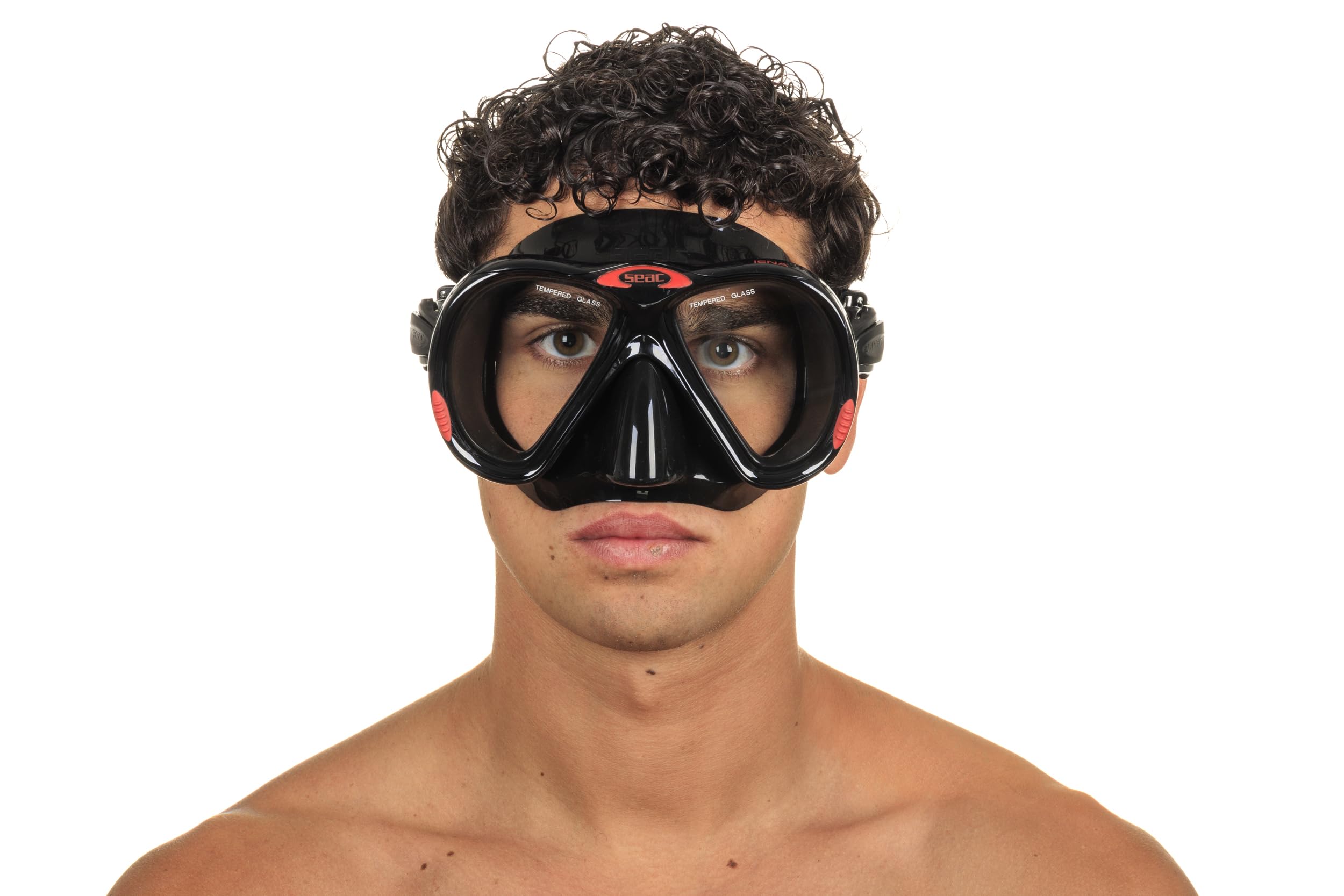 SEAC Iena – Máscara de Snorkel de Silicona, Doble Lente de Vidrio Templado de 3 mm, Ajuste Rápido