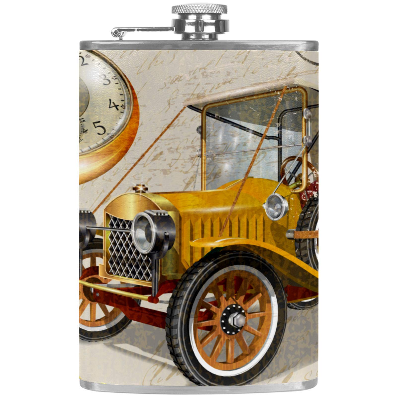 Flasque à whisky en cuir pour camping et barbecue en plein air avec entonnoir