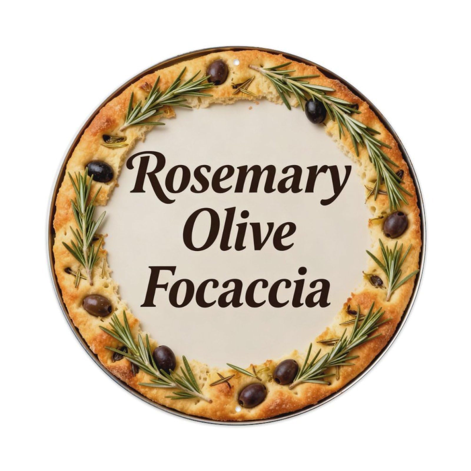 Rosemary Olive Focaccia Metal Tin Sign Plaque