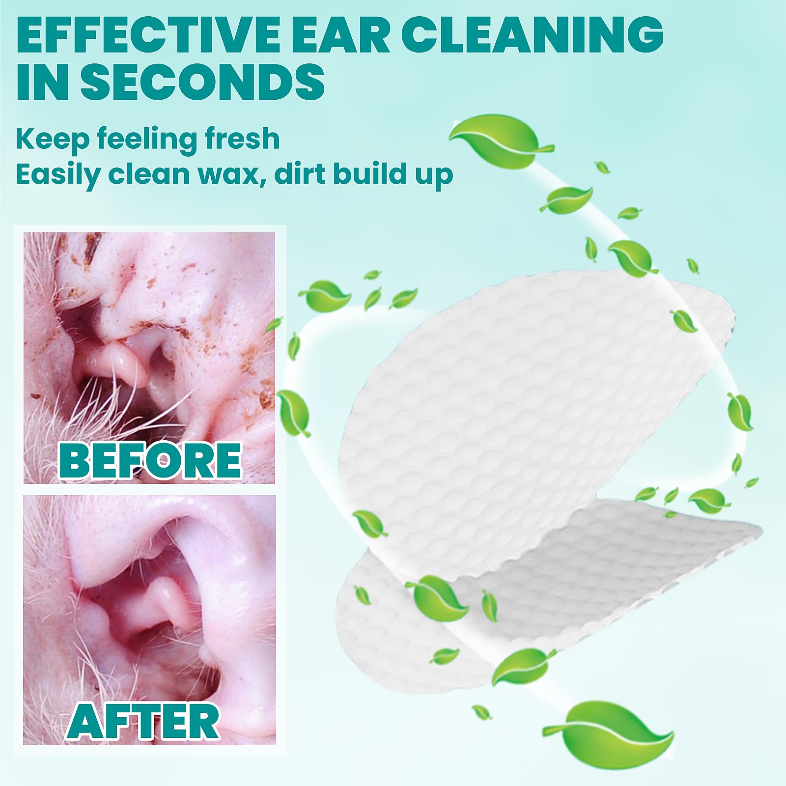 MEDUWEDU Ear Cleaner Wipes 120 Counts, Dog Ear Cleaner, Grooming Kit Care for Dogs and Cats, Soft & Easy Otic Cleaning Pads, Remove Wax, Dirt & Stop Smelly, Itchy, Non-Irritating, Coconut Scent view 4
