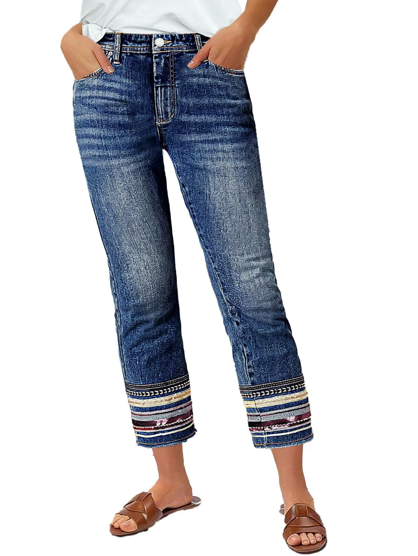 Flamingals Tribal Embroidery Cropped