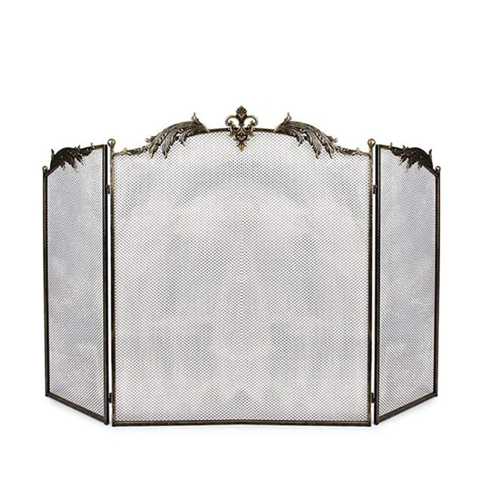 3-Panel Fireplace Screen, Folding, Protector Chimenea,Salvachispas Chimenea leña, Antichispas para Chimeneas de Leña,Rejilla Chimeneas Leña y Estufas, Chimenea Puerta de pie Malla Decorativa