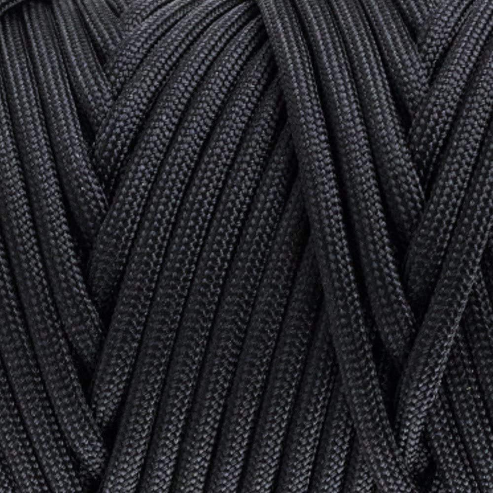 Techlife Solutions 550lb Paracord Rope - 4mm Thickness - 7 core Nylon Yarns - Outdoor Survival Cord (Black, 200 feet - on Spool)
