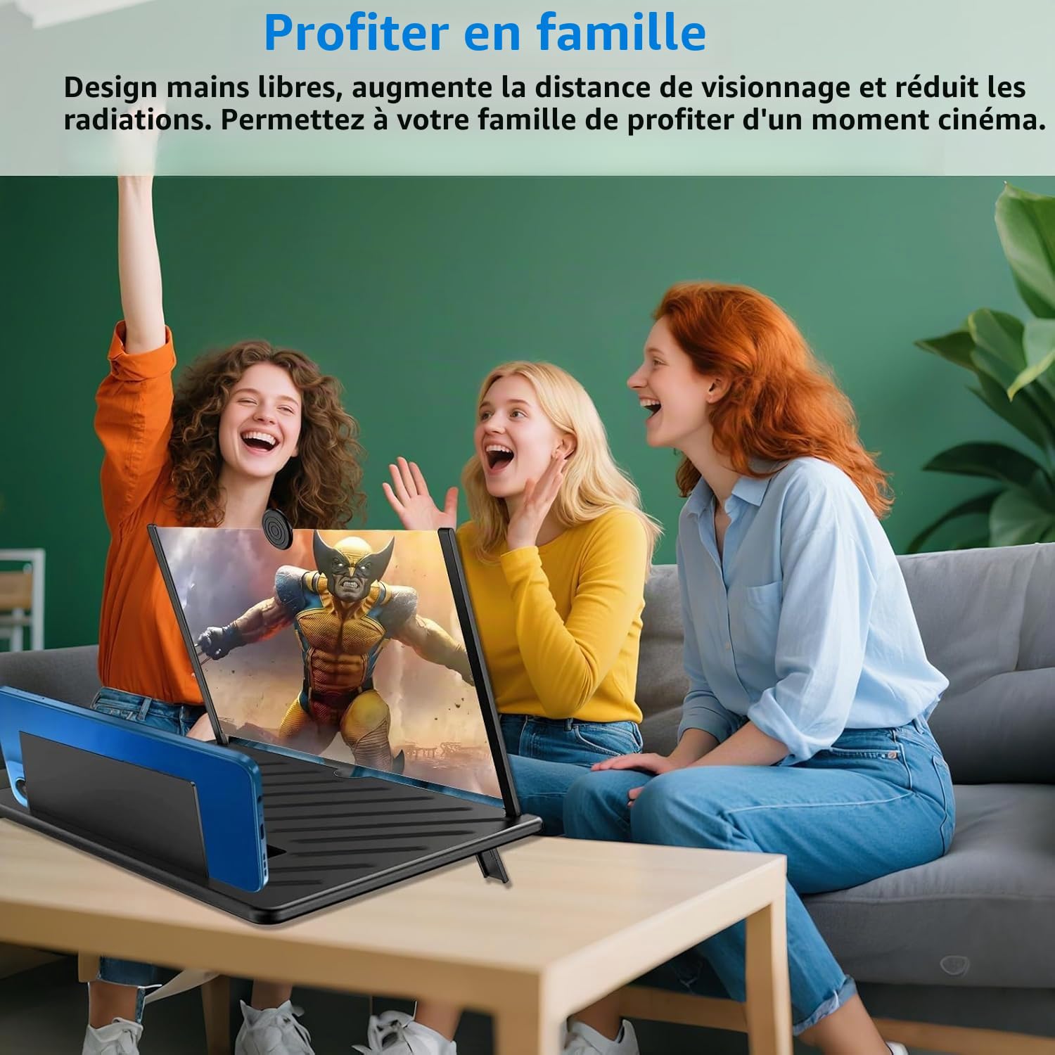 18 Pouces agrandisseur ecran Telephone, 3D HD Loupe pour téléphone, Amplificateur Telephone Portable, adapté pour Regarder des Vidéos sur Tous Les Smartphones