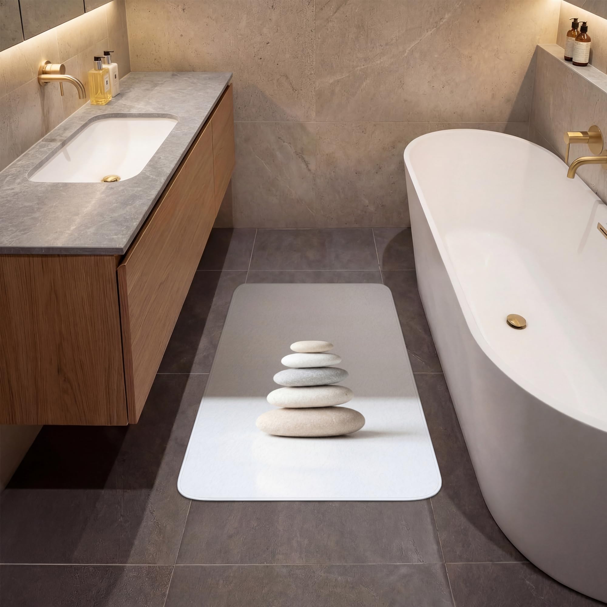Tapis De Bain Douche Decoration Absorbant Antidérapant Lavable Non