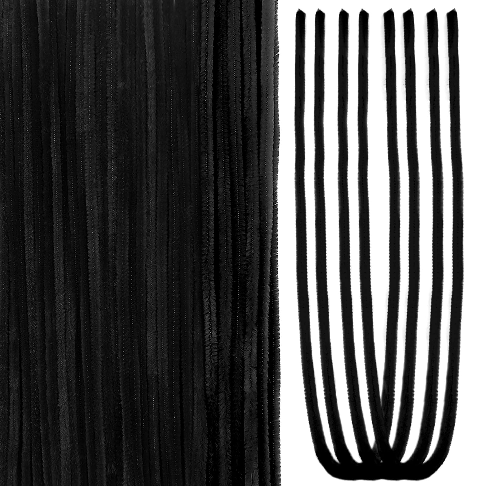 TOAOB 100pcs Black Overlength Pipe Cleaners 6mm x 60cm Chenille Stems