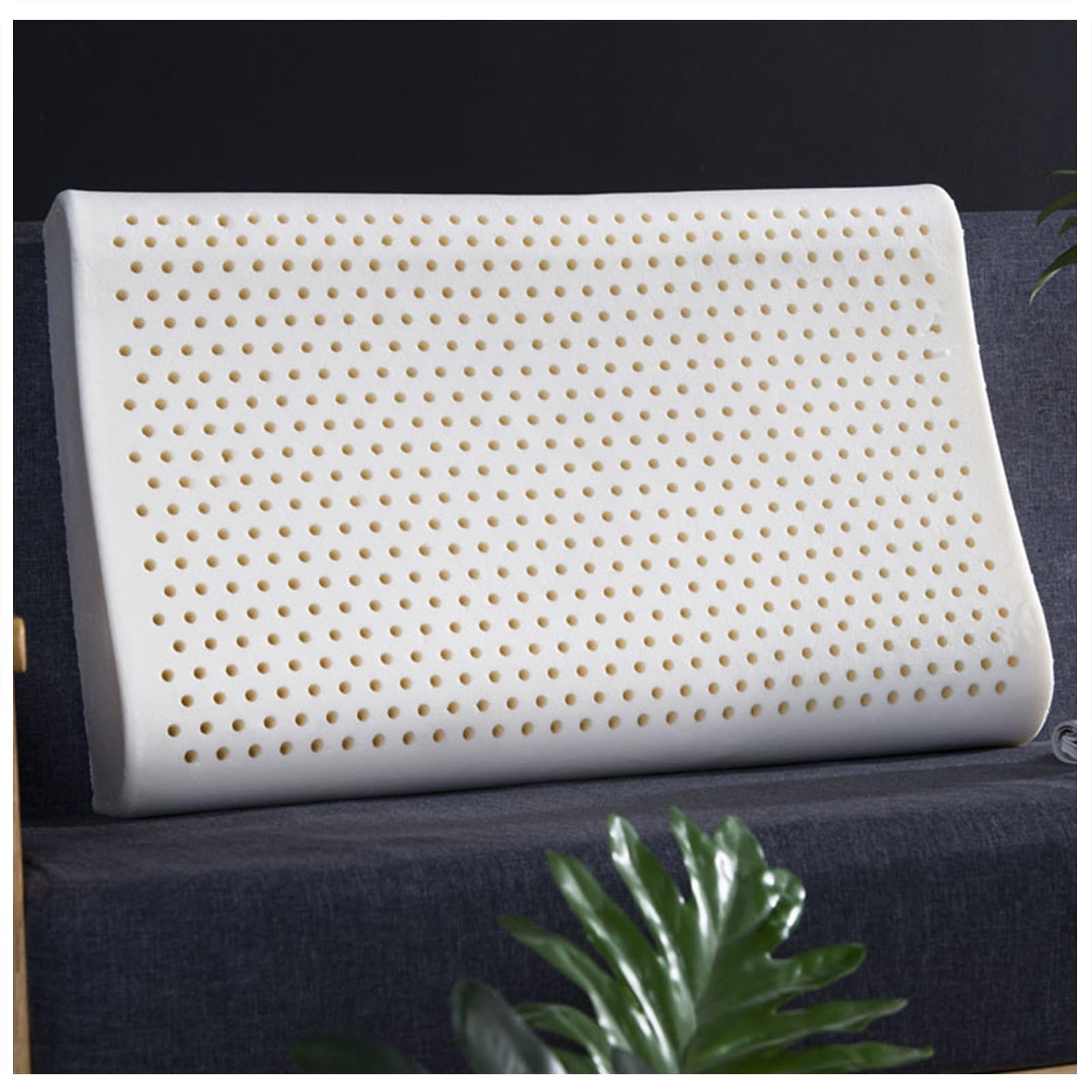Cuscino medio in schiuma di lattice morbido per dormire, cuscino da letto per chi dorme sulla schiena, sul fianco e sullo stomaco, con fodera in cotone rimovibile