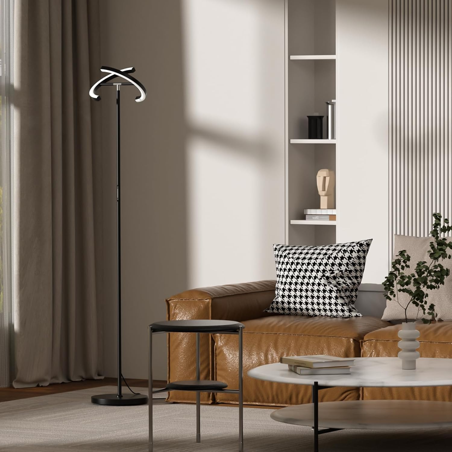 SIBRILLE Lampade da Terra Dimmerabile, Piantana Lampada da Terra 20W 3000K-6000K, Lampada Salotto da Terra 4 Temperature di Colore e Oscuramento Continuo, Piantana con Telecomando e Controllo Tattile