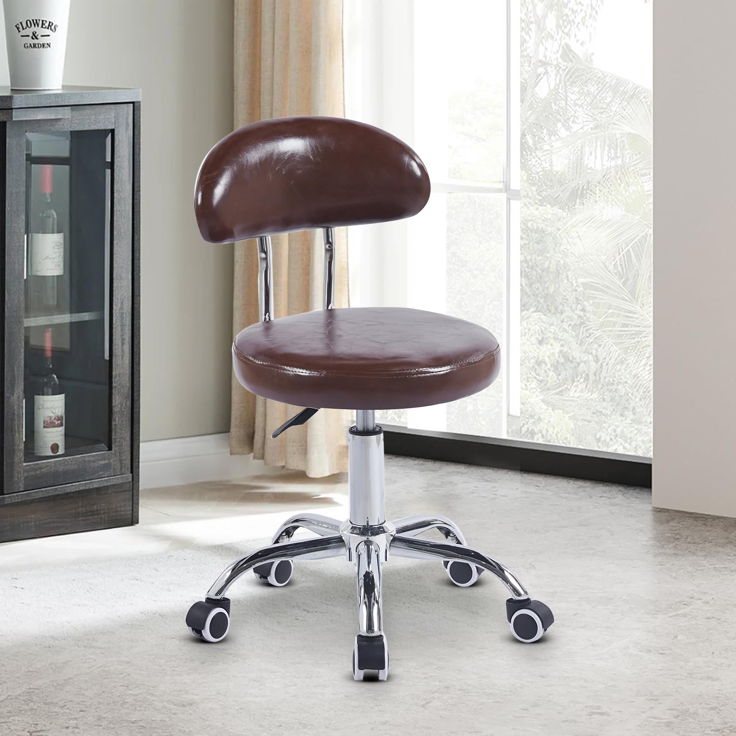 Creative Classic Height Adjustable & Revolving Bar Stool/Kitchen Chair Mini Stool | (Pack of 1) (Brown)-picture-5